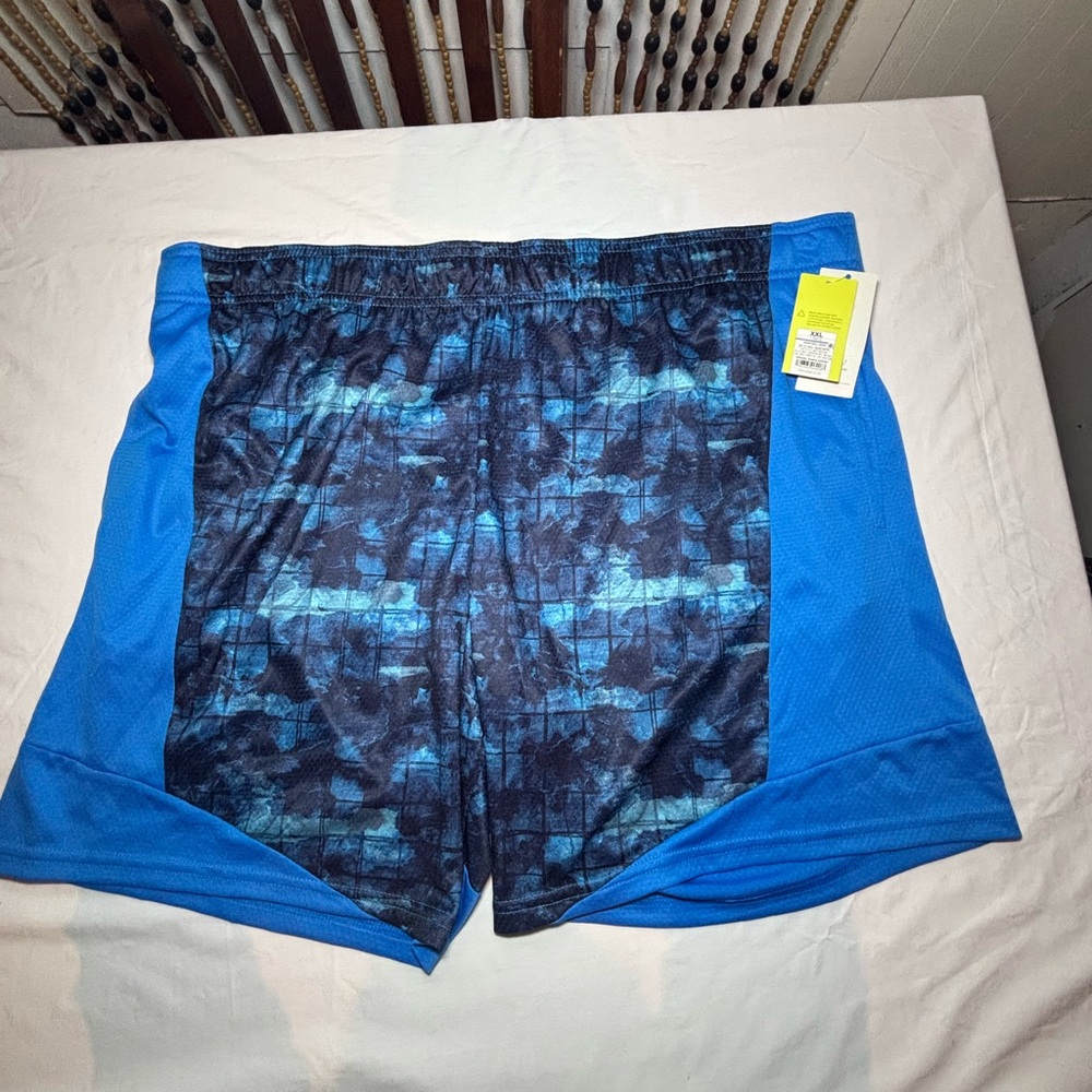 Blue Patterned Athletic Shorts
